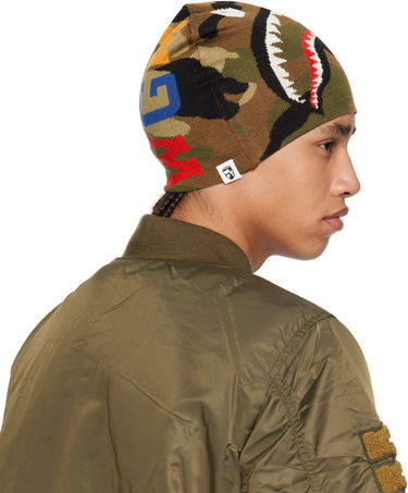 Mössa BAPE A Bathing Ape 1st Camo Shark Knit Beanie Grön | 001HTK701006M, 4