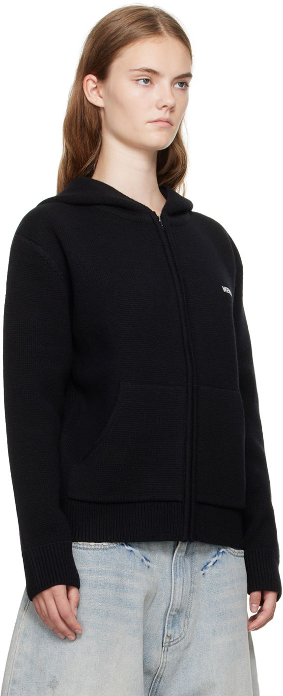 Sweatshirt We11done We11done Embroidered-Logo Zip-Up Hoodie Svart | WD-KJ2-24-605-W-BK, 1