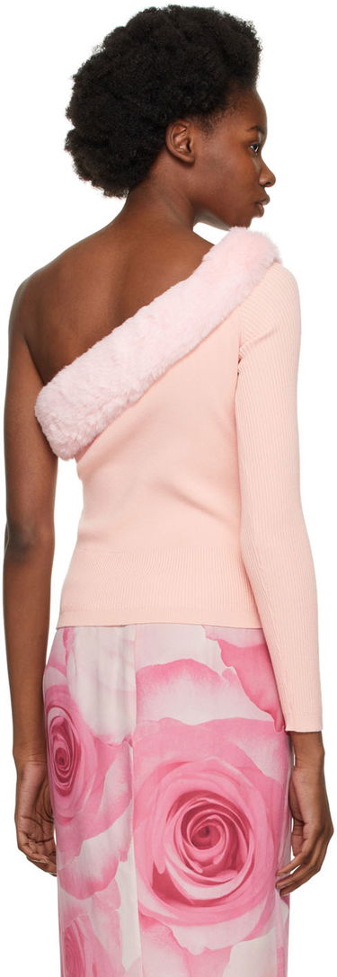 Sweater Blumarine One Shoulder Faux Fur Trimmed Sweater Rosa | 2M181A, 2