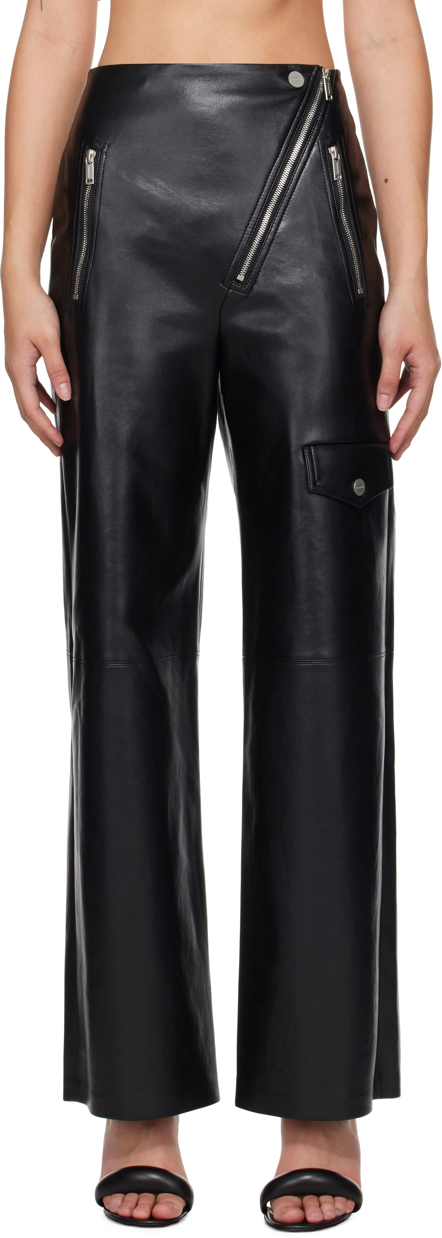 Byxor Nanushka Leather Pants With Asymmetrical Zipper Svart | NW24FWPA45300, 0