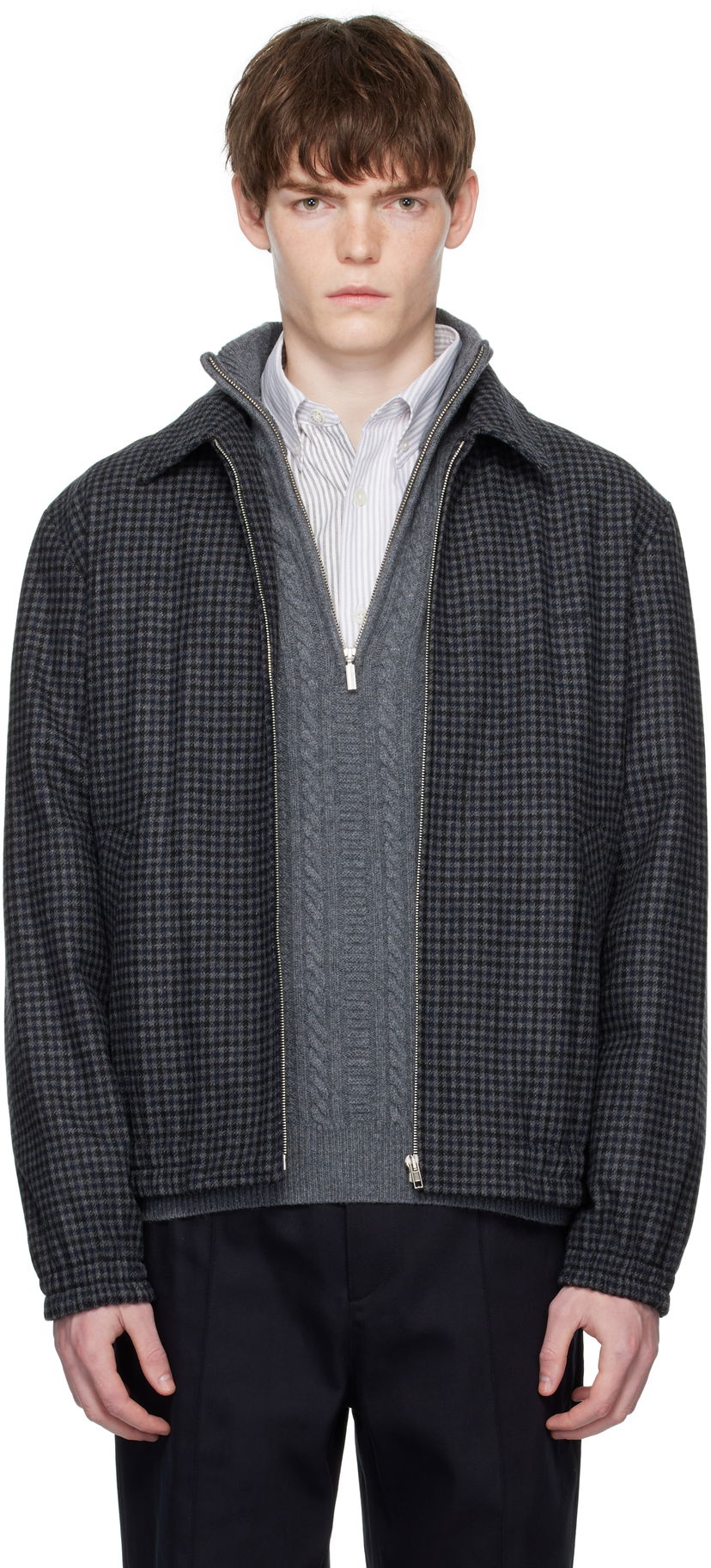 Jacka A.P.C. A.P.C. Gilbert Houndstooth Jacket Mörkblå | WOARZ-M32018