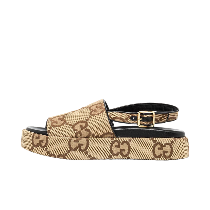 Sneakers och skor Gucci Angelina Supreme Platform 30mm Sandal Camel Canvas Beige | 695078 UK0D0