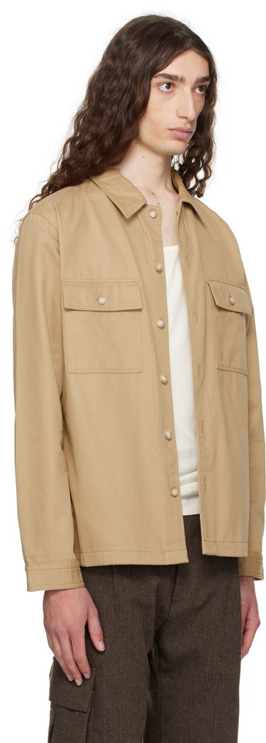 Skjorta BOSS Oversized-Fit Cotton Gabardine Shirt with Chest Pockets Beige | 50545383, 1