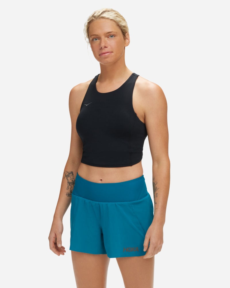 Linne Hoka One One Elaro Crop Sports Bra Svart | 1141760-BLK