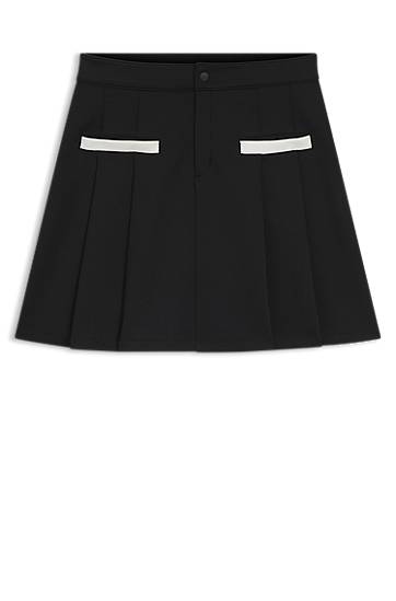 Kjol BOSS Pleated Jersey Skirt with Contrast Trim Svart | 50542759