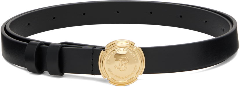 Bälten Jean Paul Gaultier Jean Paul Gaultier Leather Belt with Gold Buckle Svart | 25/03-W-AC007-L037-00