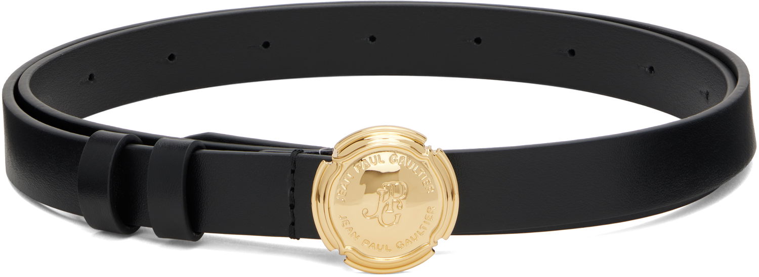 Bälten Jean Paul Gaultier Jean Paul Gaultier Leather Belt with Gold Buckle Svart | 25/03-W-AC007-L037-00, 0