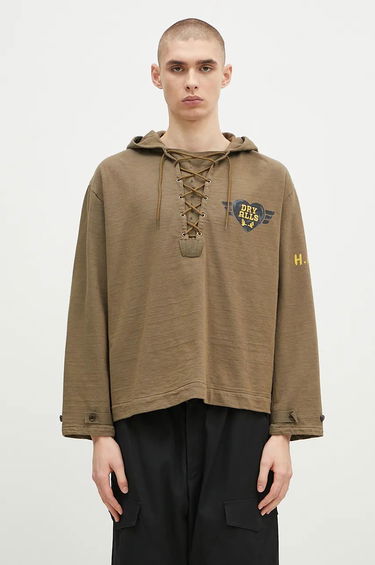 Sweatshirt Human Made Lace-Up Hooded Pullover Grön | HM28CS007, 0