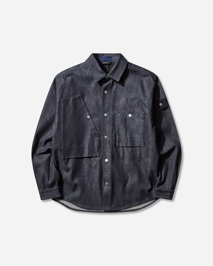 Skjorta Stone Island Long Sleeve Raw Denim Patch Pocket Shirt Mörkblå | K2S15-1100008-S00J8 VJ200