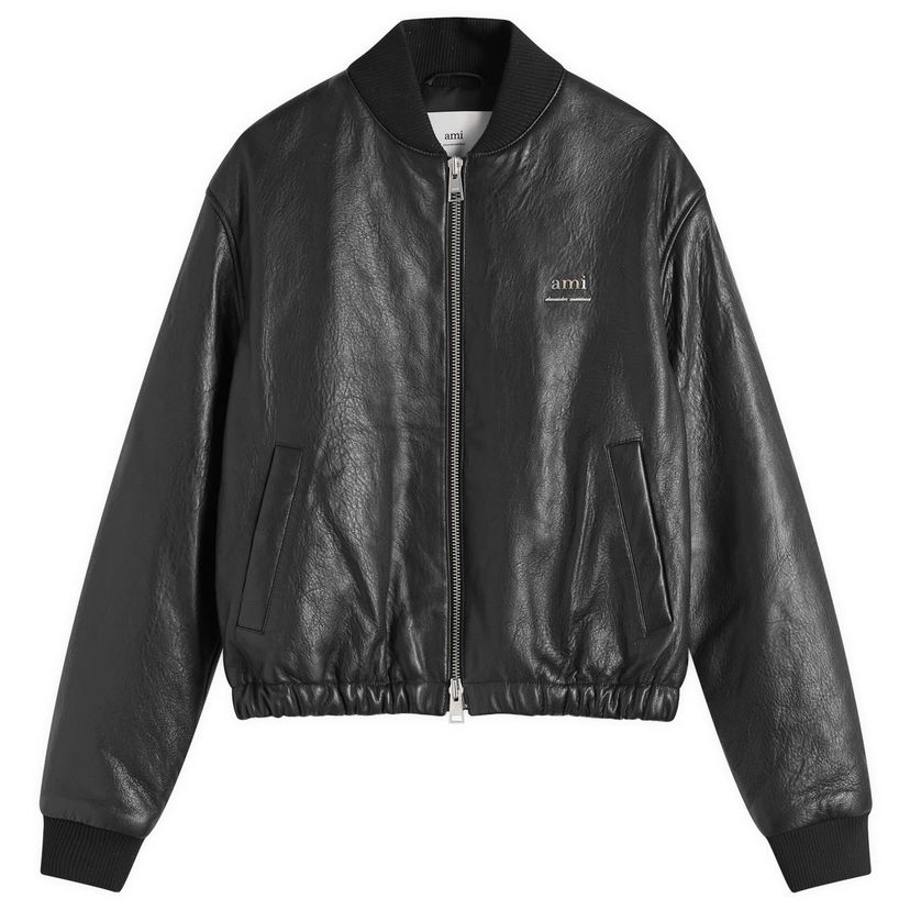 Bomberjacka AMI Padded Leather Bomber Jacket Svart | HJK131-LH0044-001