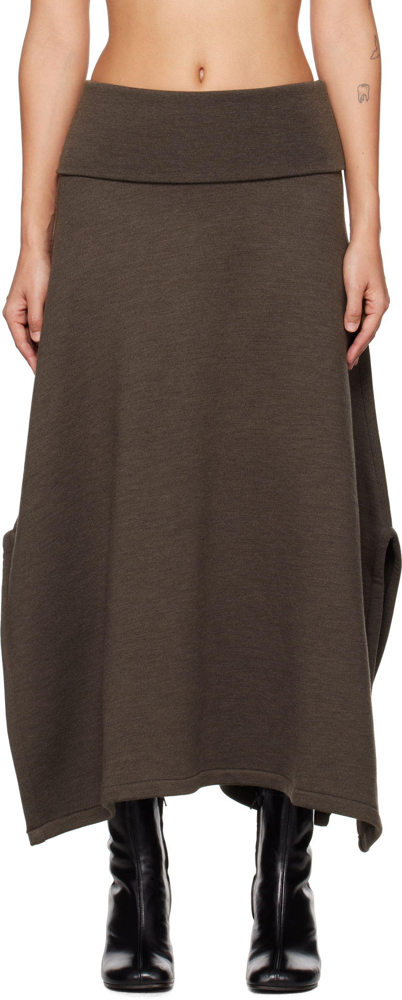 Kjol LEMAIRE Lemaire Vented Midi Skirt Brun | SK1038 LJ1020