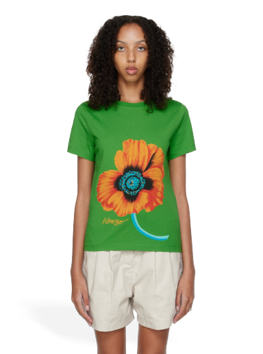 T-shirt KENZO Paris Poppy T-Shirt Grön | FC62TS0134SO