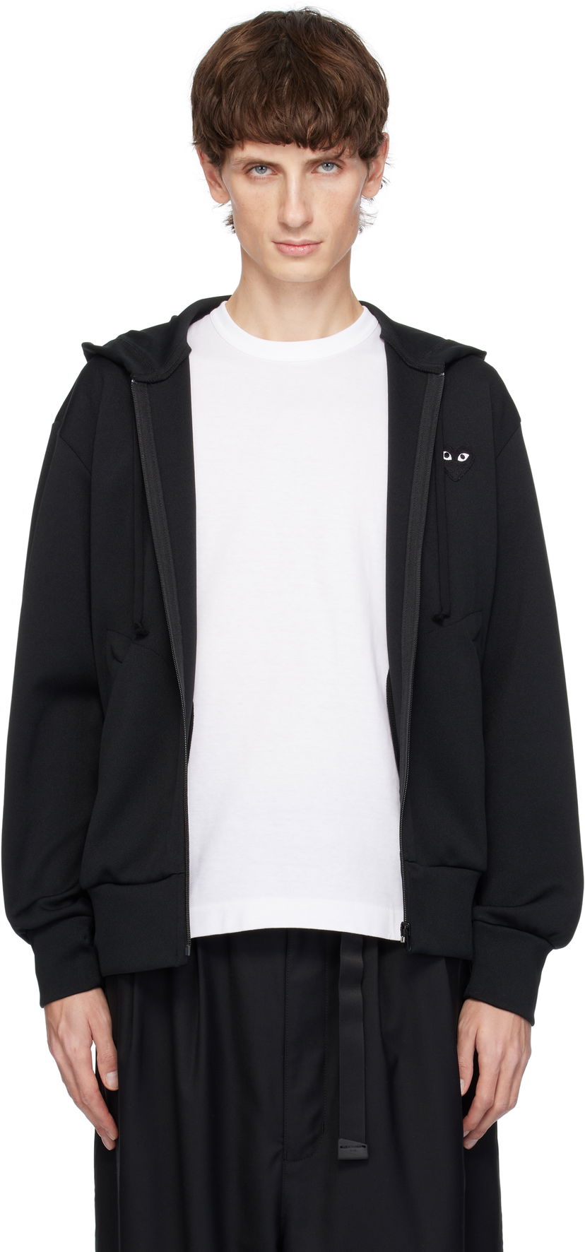 Sweatshirt Comme des Garçons Zip Hoodie with Big Heart Print Svart | AX-T254-051