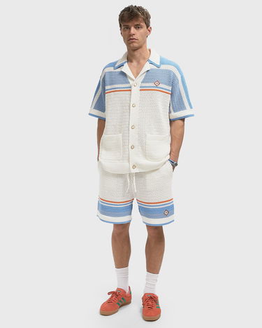 Shorts Casablanca Crochet Knit Striped Lounge Shorts Vit | MPF25-KW-1011-01, 1