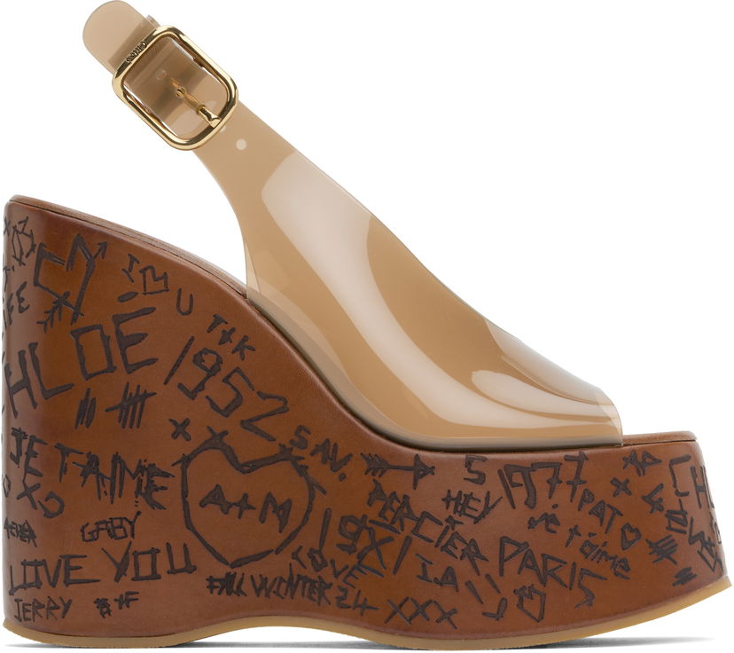 Skovård CHLOÉ Chloe Maxime Wedge Sandals Brun | CHC25U09ZRT