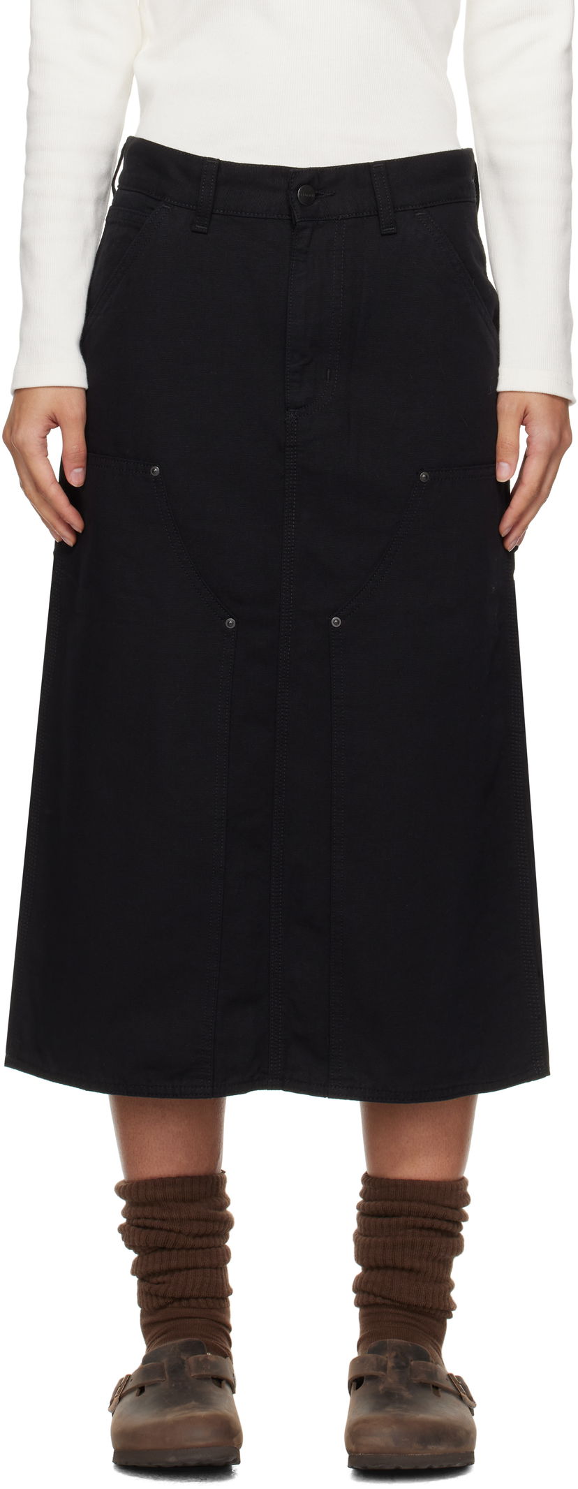 Kjol Carhartt WIP Double Knee Midi Skirt Svart | I033773 8902