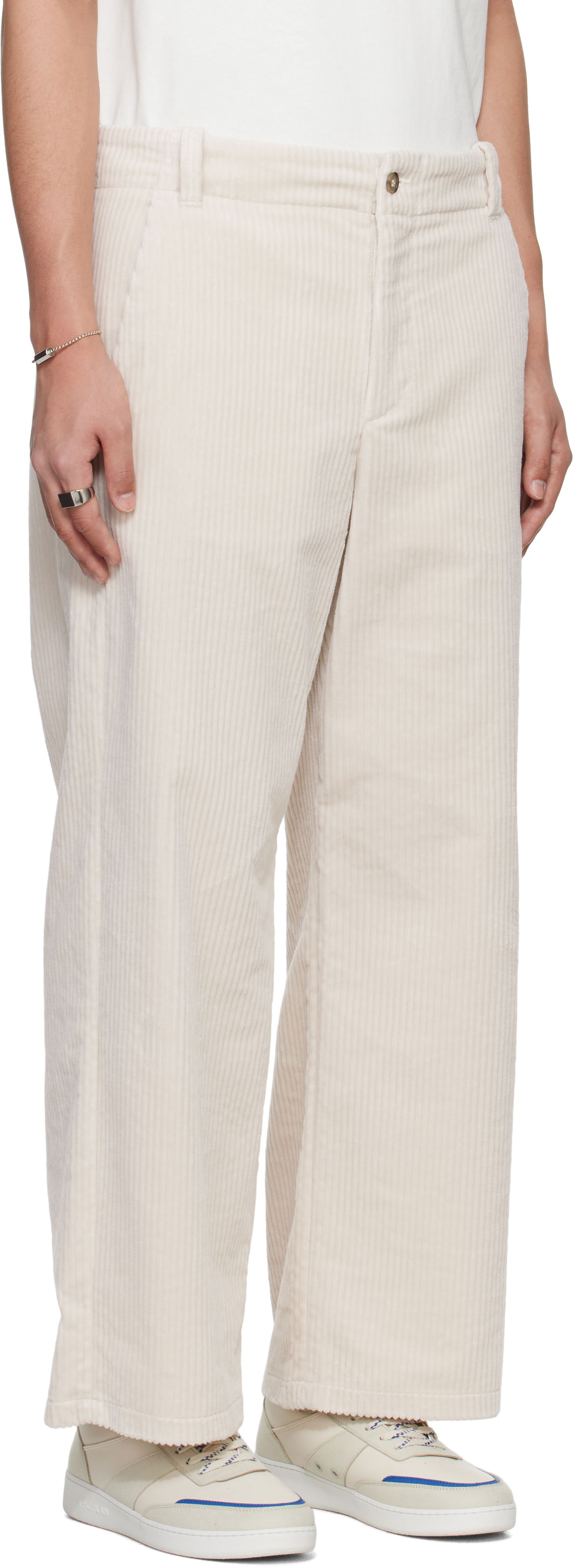 Byxor A.P.C. A.P.C. River Corduroy Wide-Leg Pants Beige | COHDW-H08470, 1