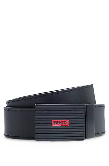 Bälten BOSS HUGO Reversible Leather Belt with Plaque Buckle Svart | 50537121