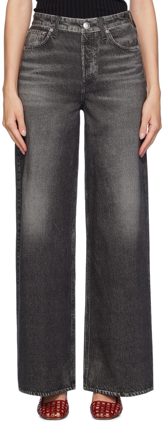 Jeans rag & bone Miramar Sofie Full Length Wide-Leg Trousers Svart | WCW24F70018201