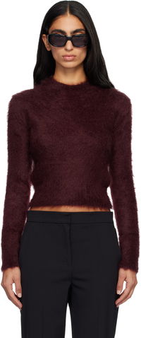 Max Mara Adatti Fuzzy Cropped Mock-Neck Sweater