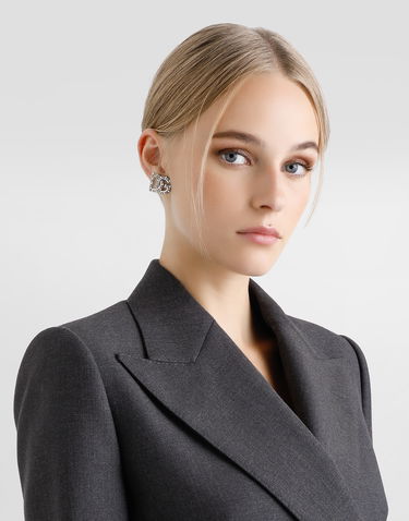 Örhängen Dolce & Gabbana Silver Metal Earrings With Rhinestone Logo Metallisk | WER2L4W111187655, 1