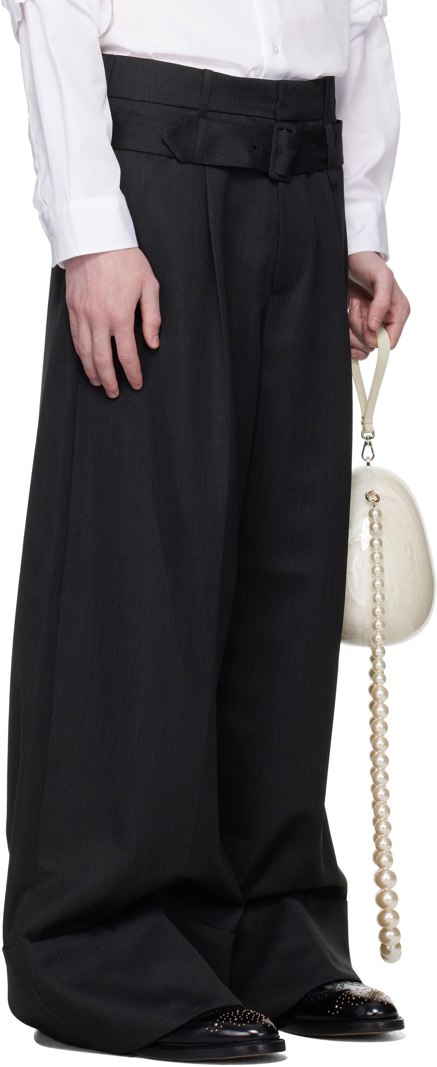 Byxor Simone Rocha Simone Rocha Wide Leg Multi Belt Loop Trousers Svart | 4159 1217, 1