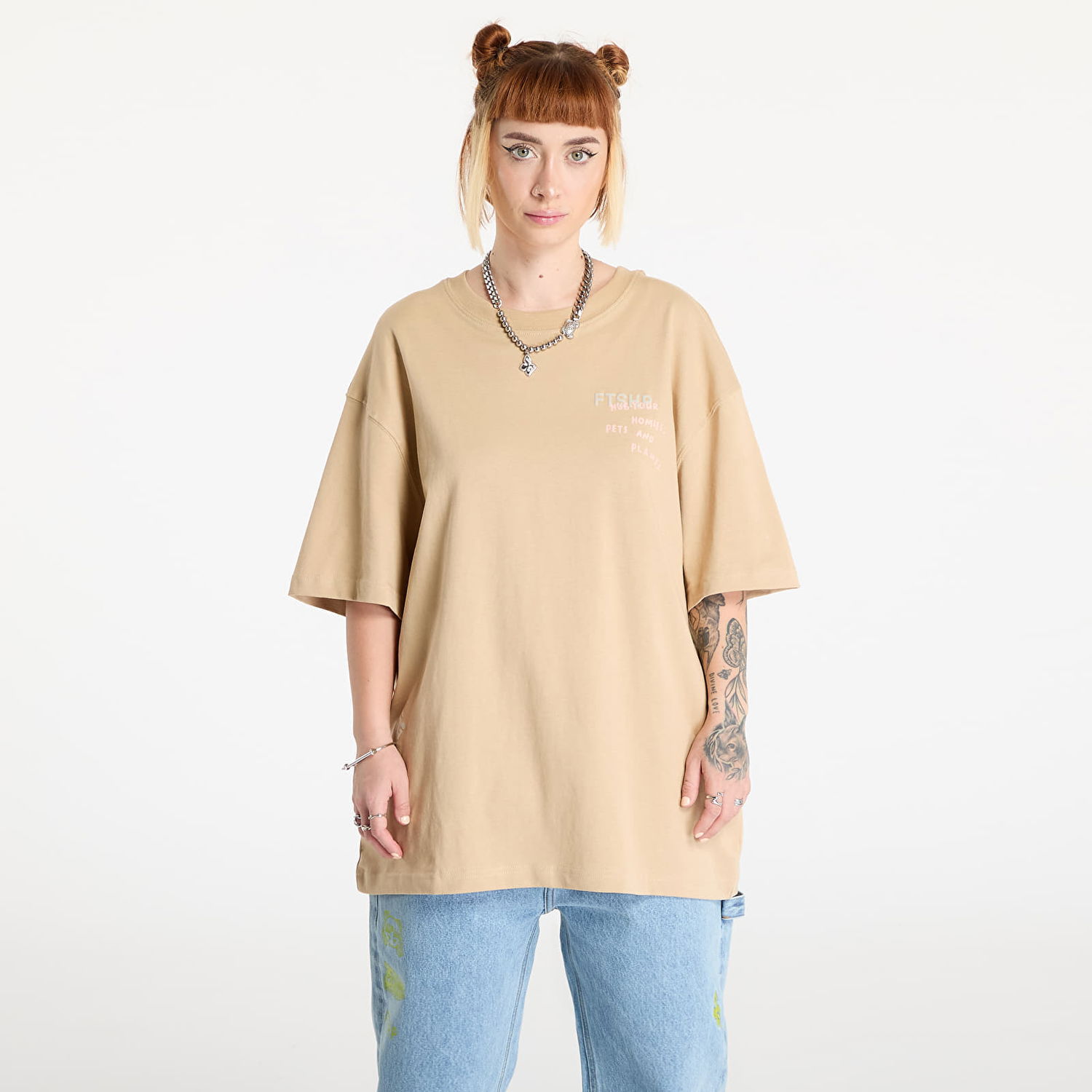 T-shirt Footshop Spiritual Gangster Graphic Print T-Shirt Beige | FTSHP_387, 1