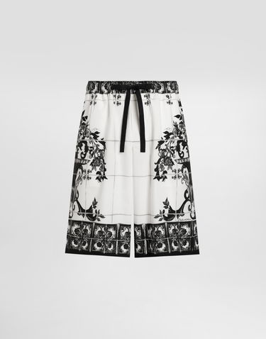 Shorts Dolce & Gabbana Dolce & Gabbana Majolica-Print Poplin Shorts Vit | GV37ATHH5ECI33TN, 0