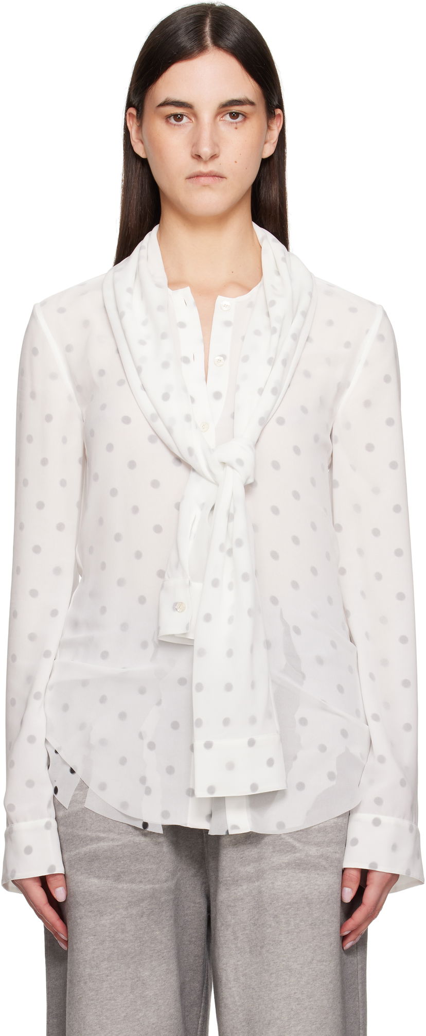 Skjorta Acne Studios Acne Studios Layered Polka Dot Blouse Vit | AC0721-