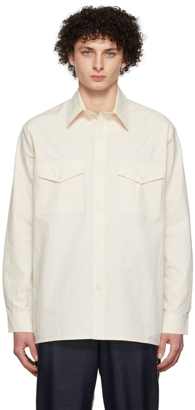 Skjorta Nanushka Pocket Cotton Shirt Vit | NM22RSSH01772