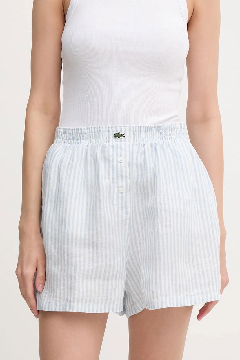 Shorts Lacoste Lacoste High Waist Linen Shorts Blå | FF0226