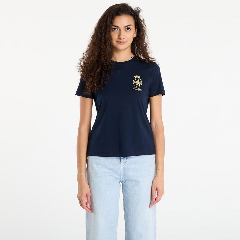 T-shirt Tommy Hilfiger Tommy Hilfiger TH Crest Embroidery Crew Neck T-Shirt Mörkblå | WW0WW46153 C1G