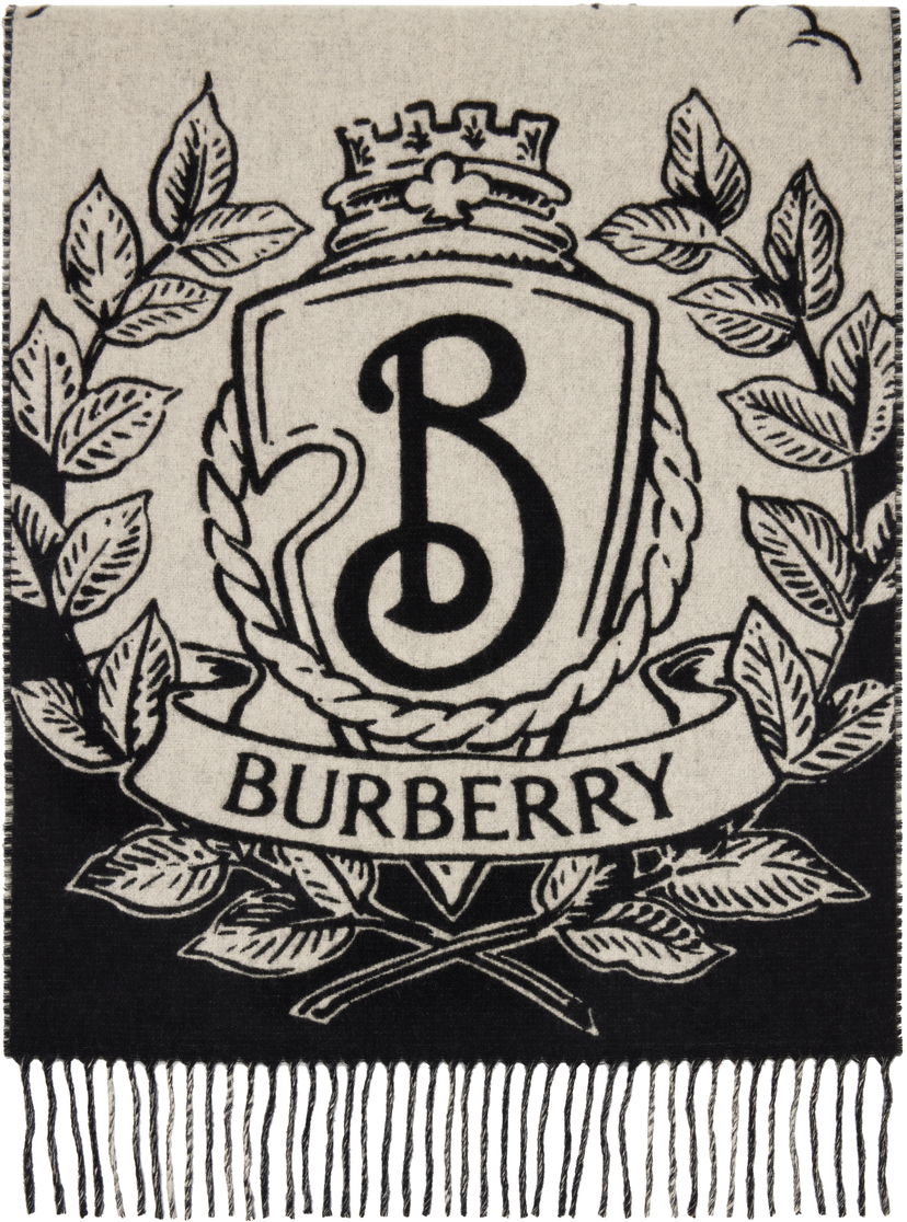 Halsduk Burberry Burberry Reversible Knight Crest Scarf Svart | 8109372