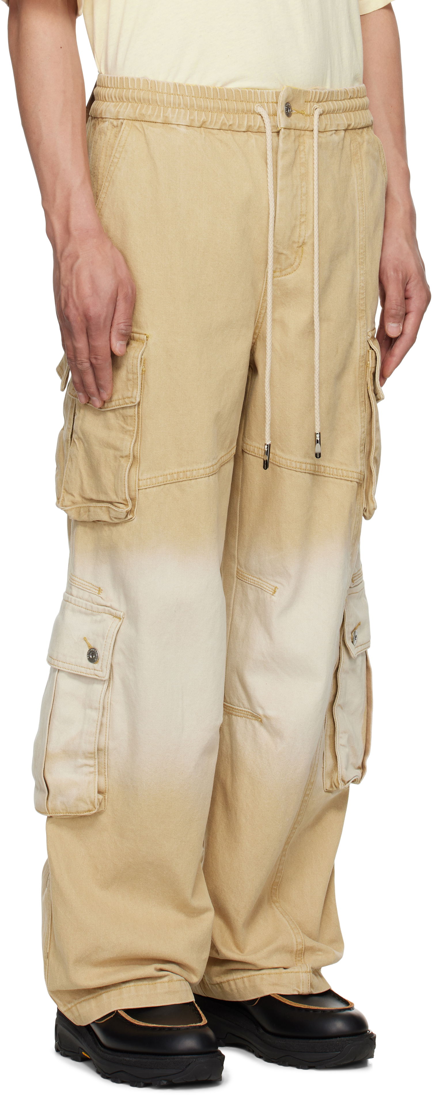 Cargo byxor Feng Chen Wang Feng Chen Wang Gradient Denim Cargo Pants Beige | FENG19TR22, 1