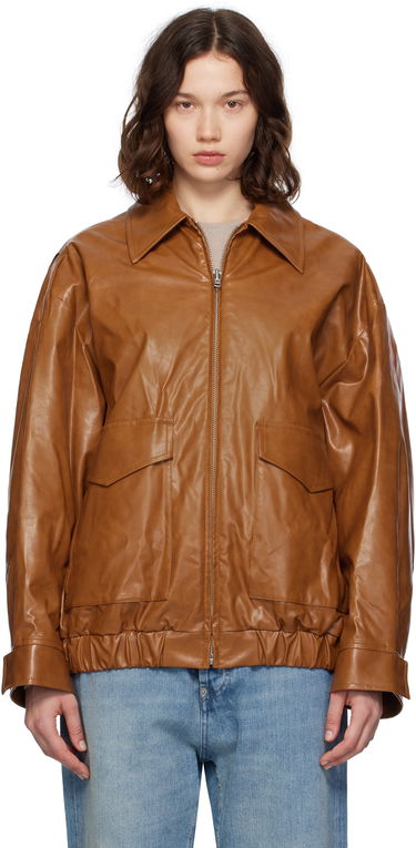 Bomberjacka Maison Margiela MM6 Maison Margiela Oversized Faux-Leather Bomber Jacket Brun | S52AM0325 M35465, 0