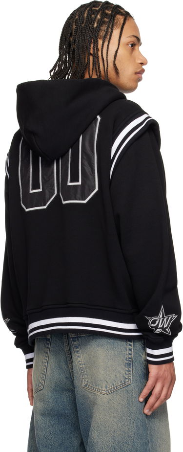 Sweatshirt Off-White Fleece Varsity Bomber Jacket with Hood Svart | OMEK003S25JER0021040, 2