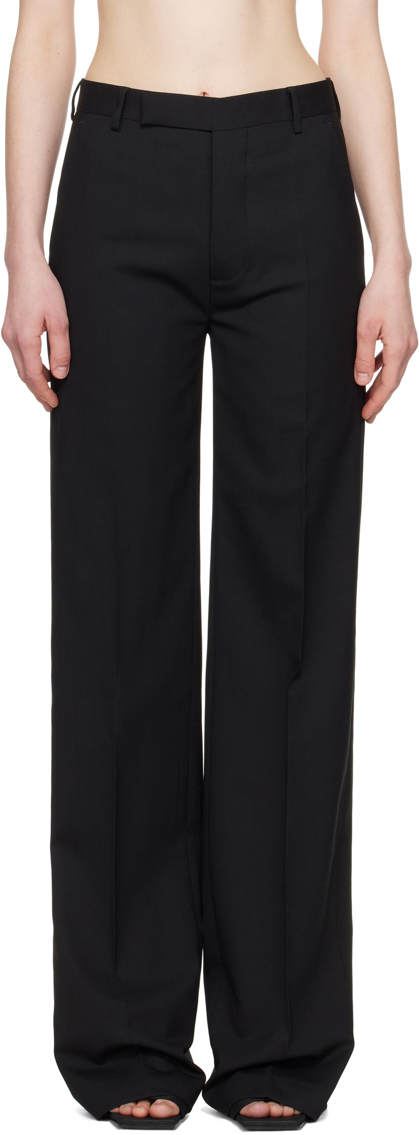 Byxor Rick Owens Rick Owens Hollywood Dietrich Wide-Leg Trousers Svart | RP01E7302 ZL