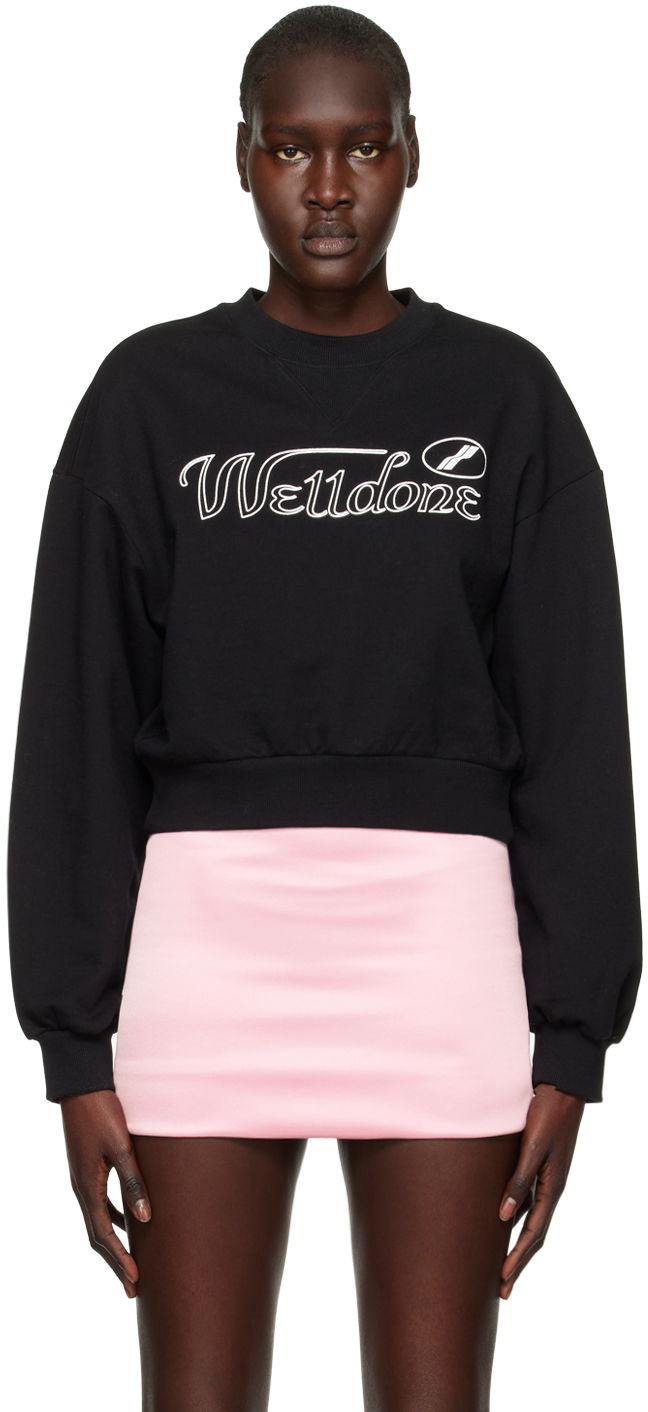 Sweater We11done We11done Cropped Sweatshirt Svart | WD-TS3-22-860-W-BK