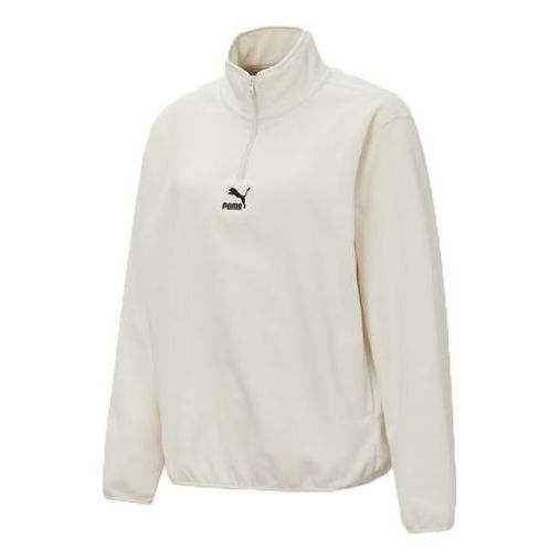 Sweater Puma Classics Polar Fleece Half-Zip Sweatshirt Beige | 533121-73