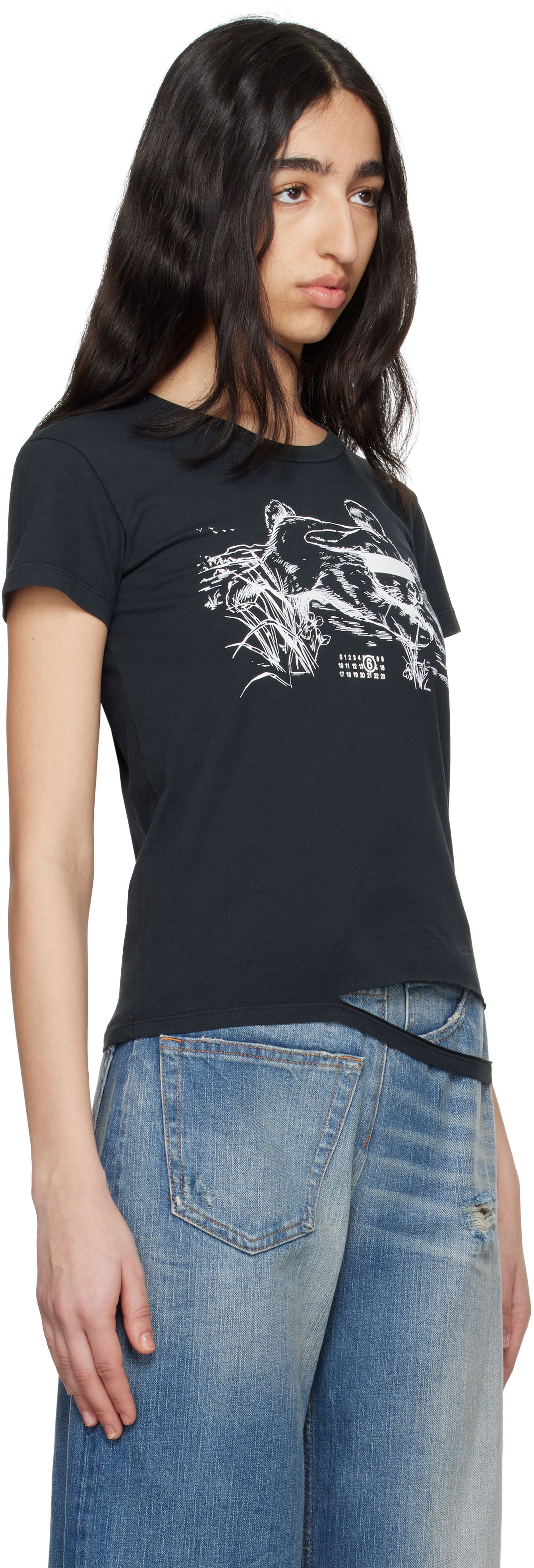 T-shirt Maison Margiela MM6 Maison Margiela Rabbit Print T-Shirt Svart | S62GD0199 M20108, 1