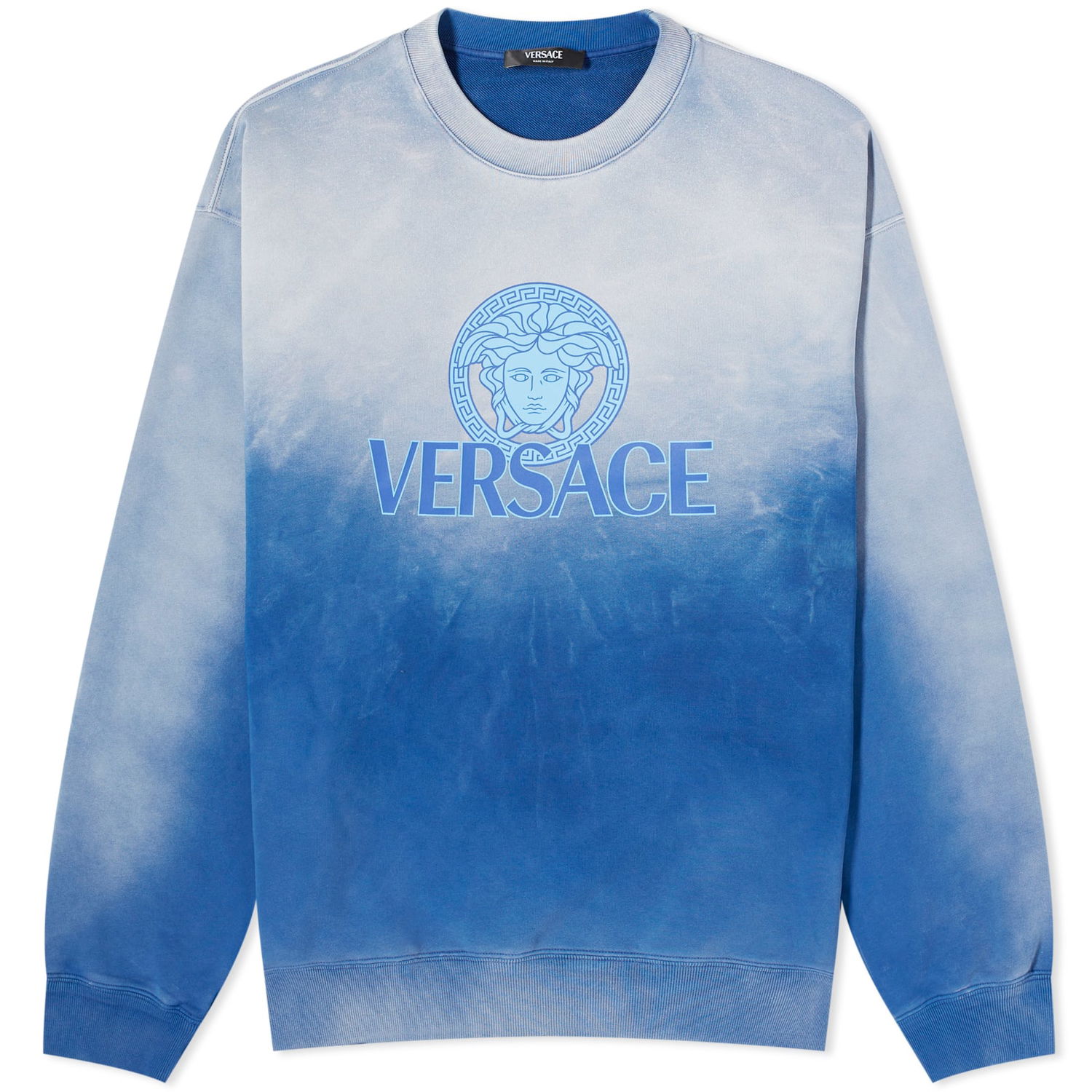 Sweatshirt Versace Overdye Medusa Print Crew Sweat Royal Blue Blå | 1013969-1A09921-1UI10, 0