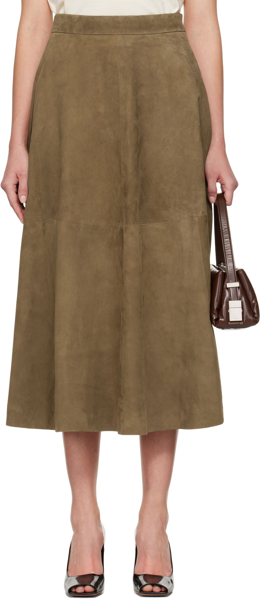 Kjol Róhe Róhe A-Line Suede Midi Skirt Grön | 414-32-144