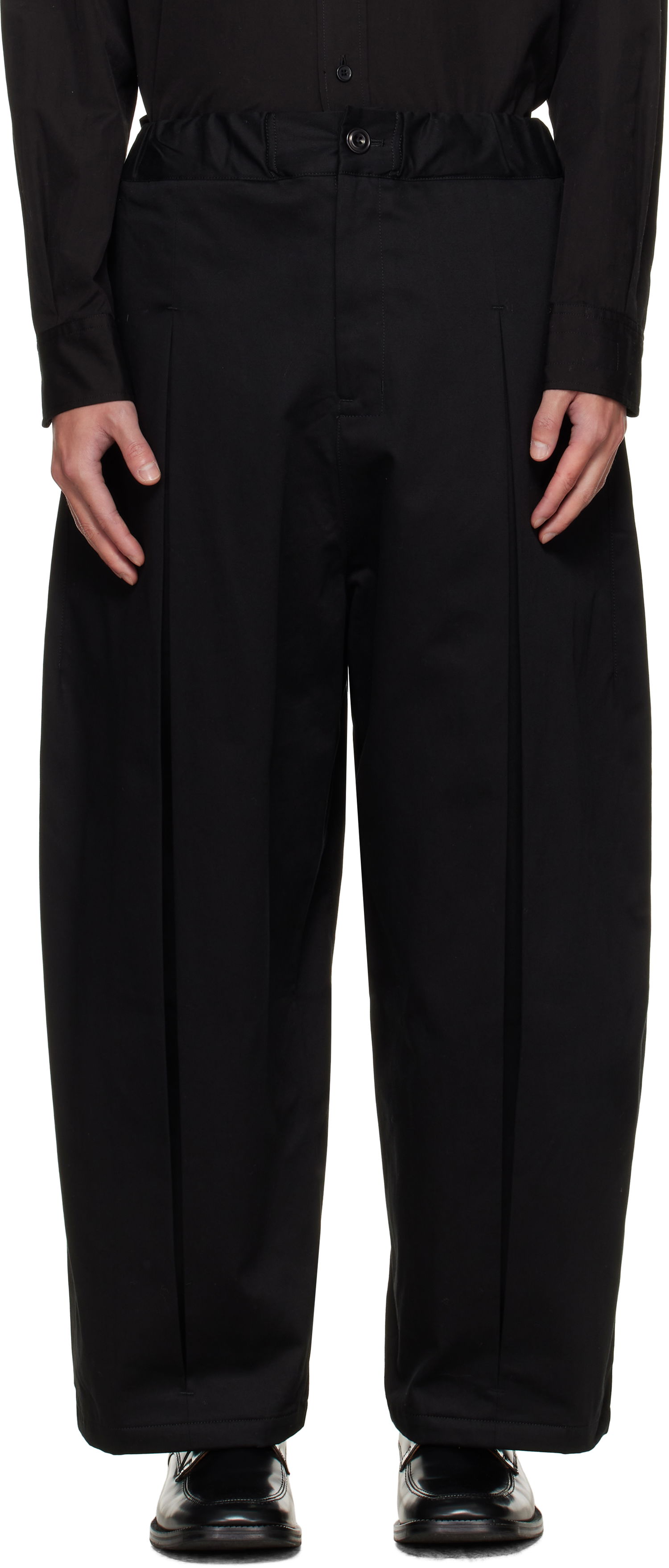 Byxor sage NATION SAGE NATION Box Pleat Trousers Svart | S011 BOX PLEAT TROUSER COTTON, 0