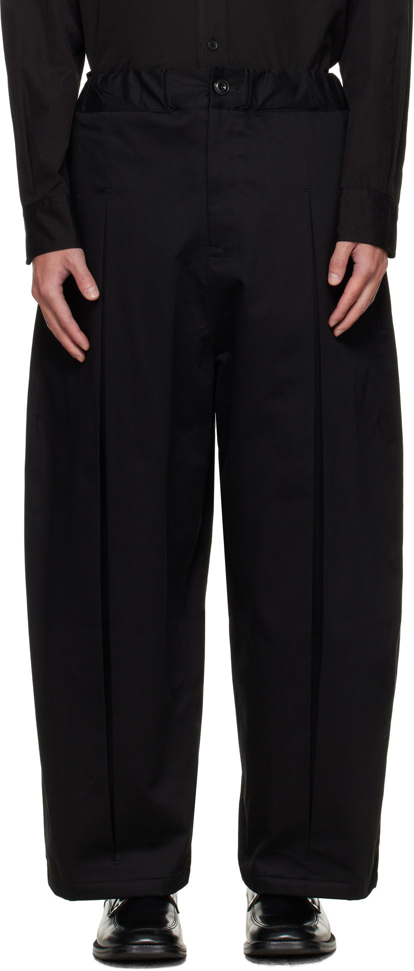 Byxor sage NATION SAGE NATION Box Pleat Trousers Svart | S011 BOX PLEAT TROUSER COTTON