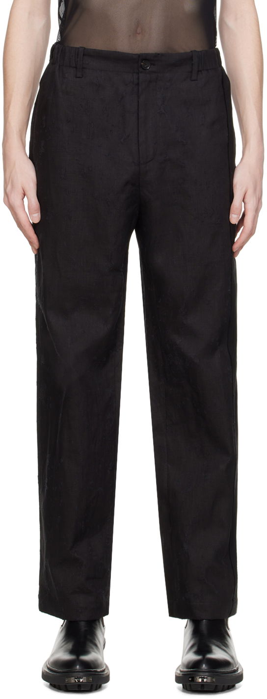 Byxor Feng Chen Wang Feng Chen Wang Raw Edge Trousers Svart | FUS17TR05