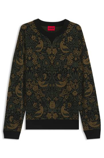 Sweater BOSS Relaxed-Fit Tapestry Jacquard Sweater Grön | 50543788, 0