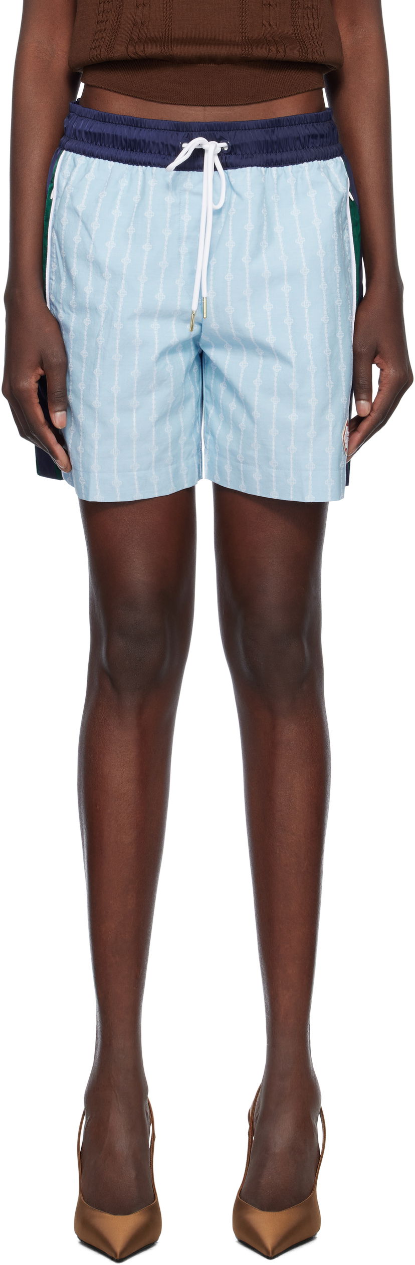 Badkläder Casablanca Casablanca Laurel Pinstripe Track Shorts Blå | WS25-TR-310-01