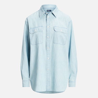 Skjorta Polo by Ralph Lauren Embellished Cotton-Chambray Shirt Blå | 211935142001, 0