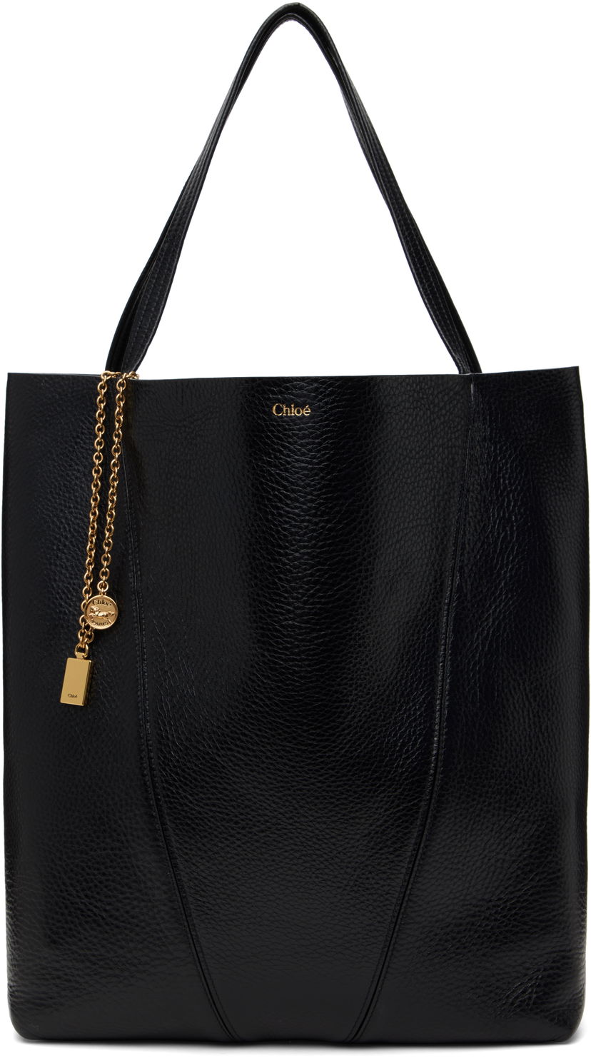 Tygpåse CHLOÉ Chloé 'Spin' Large Tote Svart | CHC25SS810N84