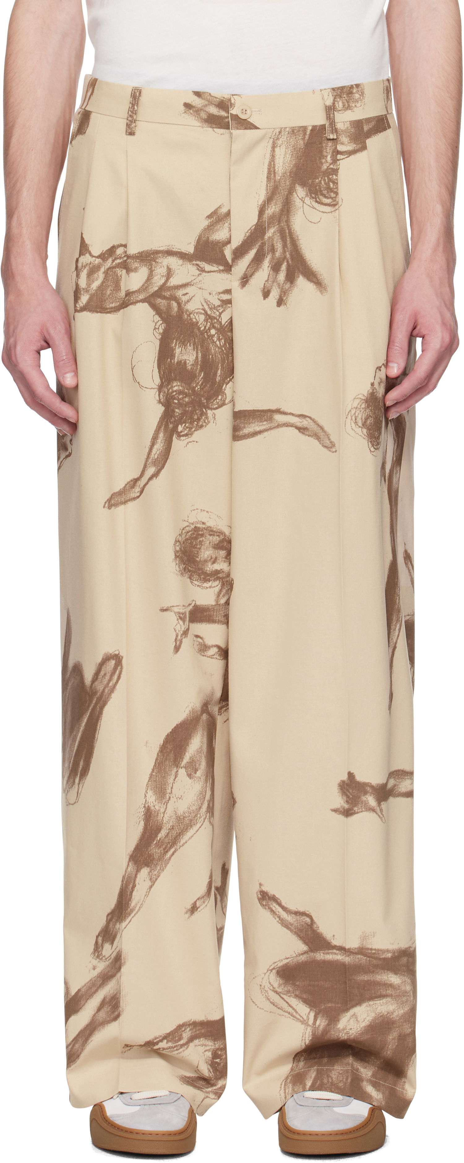 Byxor KidSuper KidSuper Trapeze Suit Trousers Beige | SS25-SUB-03, 0